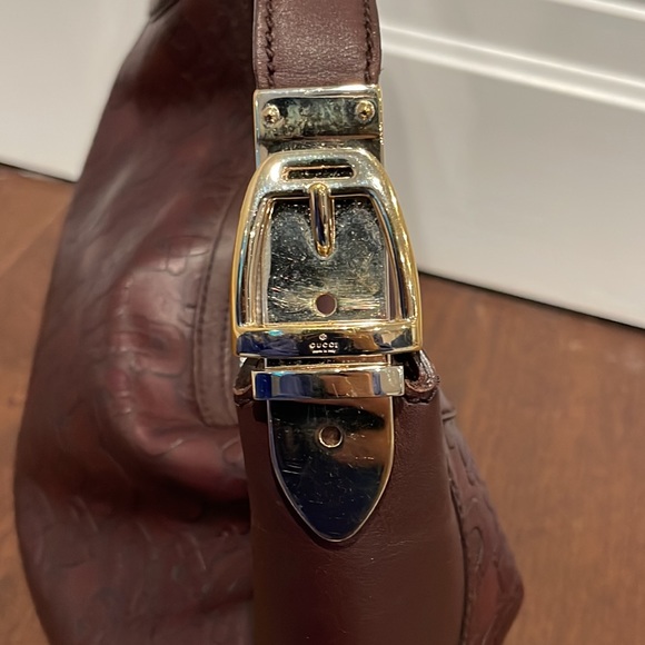 Gucci Horsebit Embossed Leather Hobo Shoulder Bag in Brown - Picture 3 of 9